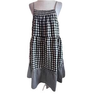 Easel Dress NWT Black White Gingham Spaghetti Strap Tiered Smocked Bodice Summer